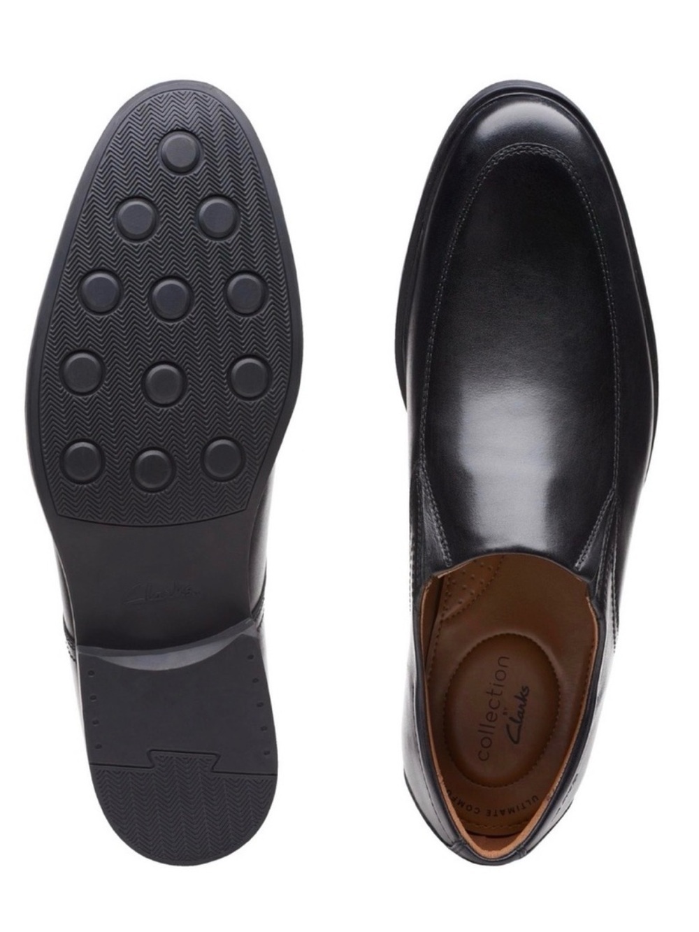 Clarks Men Black Leather Slip-On Loafers